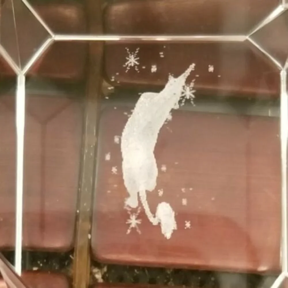 Unicorn & Stars 3D Glass Paperweight Laser Etched 3.25